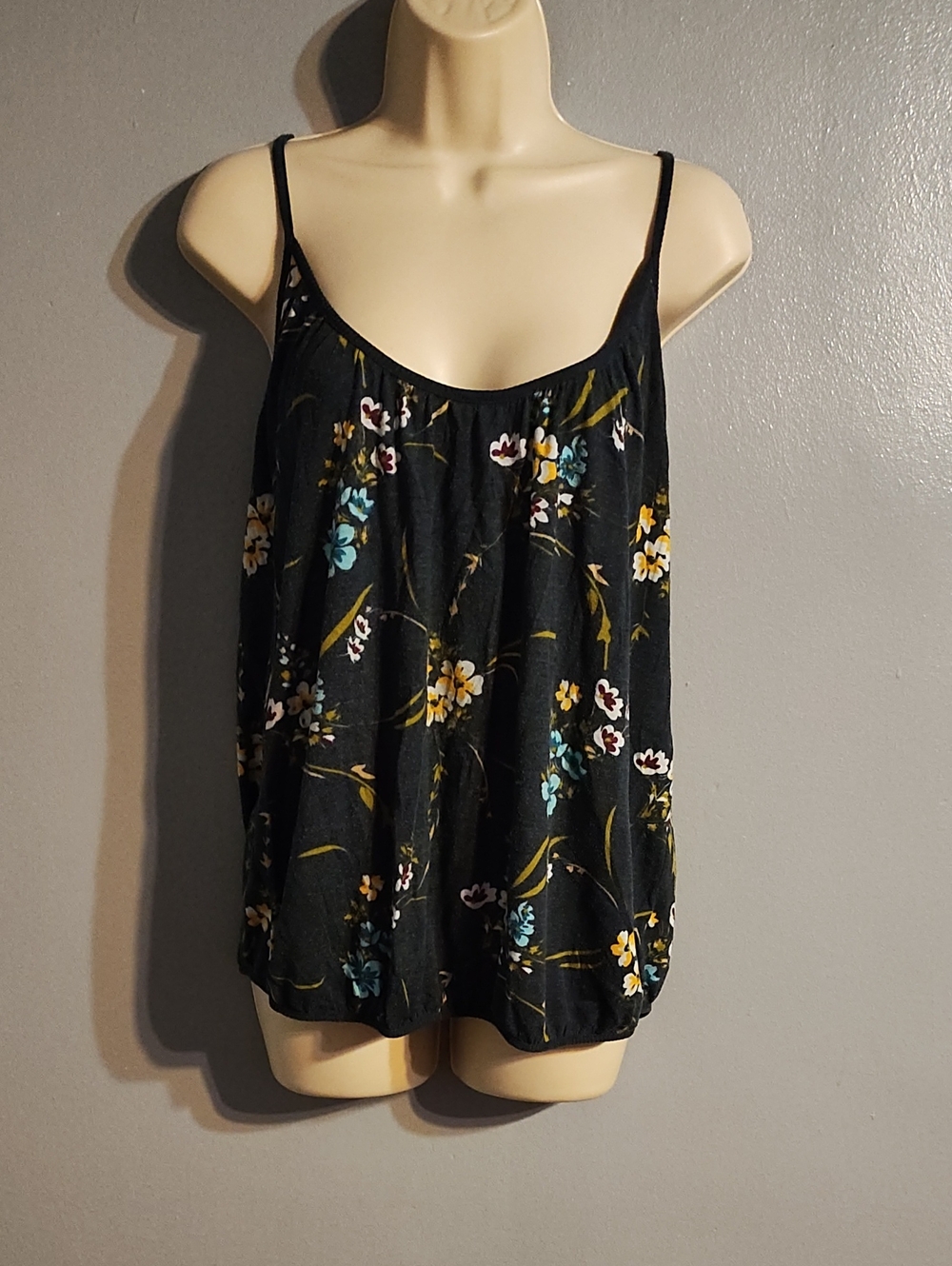Old Navy Bubble Hem Blue Floral Camisole Tank Top